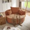 360° Swivel Chair Accent Barrel Chair Swivel Round Sofa Chair With 3 Removable Pillows For Living Room, Office And Hotel - Orange Red - Image 11