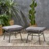 Outdoor Modern Boho Wicker Ottoman With Cushions (Set of 2) - Gray - Image 5
