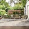 Luna - Outdoor Patio Pp 3 Pieces Chat Set Frame With Cushions Durable And Stylish Seating - Green / White - Image 2