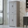 Bathroom Storage Cabinet With Multi Functional Storage Space, Material, Adjustable Shelf, Slide Rail Drawer - Gray - Image 3