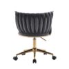 Office Desk Chair, Upholstered Home Office Desk Chairs With Adjustable Swivel Wheels, Ergonomic Office Chair For Living Room, Bedroom, Office, Vanity Study - Dark Gray - Image 9