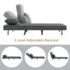 3 In 1 Foldable Linen Chaise Lounge With Adjustable Backrest Footrest & Detachable Pillow Convertible Chair Bed Accent Chair Small Space Sofa Bed For Living Room Bedroom And Office - Gray - Image 13