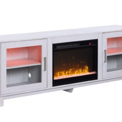 Summit - TV Stand Console With Fireplace - White Walnut Finish