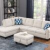 Alger - Wide Left Hand Facing Sofa & Chaise With Ottoman - Beige - Image 10