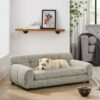 Modern Pet Sofa With Backrest And Armrests Linen Fabric For Medium And Large Dogs - Beige - Image 6