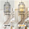 8 Light Metal Lantern Tiered Pendant Hanging Light Fixtures, Industrial Farmhouse Adjustable Height Chandeliers For Dining Room Hallway Foyer Entryway (E12 Bulbs Not Included) - Matte Black / Gold - Image 7