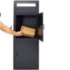 Large Steel Freestanding Floor Parcel Package Drop With Locking Letterbox Drop Mail Box With Multi Compartments - Black - Image 3