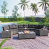 8 Pieces Outdoor Wicker Round Sofa Set, Half-Moon Sectional Sets All Weather, Curved Sofa Set With Rectangular Coffee Table, PE Rattan Water-Resistant And UV Protected, Movable Cushion - Gray - Image 2