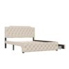 Queen Size Upholstered Platform Bed With 2 Drawers And 2 Sets Of USB Ports On Each Side - Beige - Image 7