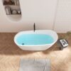 Acrylic Freestanding Soaking Bathtub With Integrated Slotted Overflow And Brushed Nickel Toe-Tap Drain, Cupc C Ertified, 02141-Bn - Glossy White - Image 3