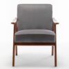 Accent Chair, Classic Mid Century Modern For Extra Seating - Gray - Image 2