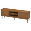 TV Stand With Vertical Slatted Doors And Sliding Panels, Solid Wood Legs - Brown - Image 10