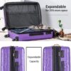 Expanable Spinner Wheel 2 Piece Luggage Set ABS Lightweight Suitcase With Tsa Lock 20" / 24" - Purple - Image 8