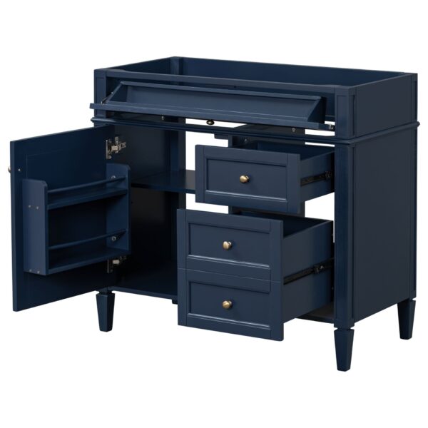 Bathroom Vanity Without Top Sink, Modern Bathroom Storage Cabinet With 2 Drawers And A Tip-Out Drawer, Frame (Not Include Basin Sink) - Blue