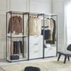 Fiona - Contemporary Wood And Metal Walk In Closet With 1 Drawer - White - Image 6