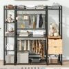 Open Style Wardrobe With Hanging Rails, Shelves And Drawers - Black - Image 22