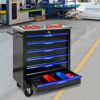 6 Drawer Multifunctional Tool Cart With Wheels - Black / Blue - Image 3