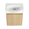 Modern 16" Bathroom Vanity Sink Combo With Ceramic Sink And Cabinet For Small Spaces - Oak - Image 15
