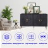Modern Lacquered 4 Door Wooden Cabinet Sideboard Buffet Server Cabinet Storage Cabinet, For Living Room, Entryway, Hallway, Office, Kitchen And Dining Room - Distressed Black - Image 5