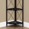 Bookshelf, Bookcase, Etagere, Corner, 4 Tier, Office, Marble Look Contemporary & Modern - Black - Image 2