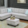 Alger - 98" Wide Left Hand Facing Sofa & Chaise With Ottoman - Light Gray - Image 9