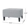 Classic Ottoman With Cushioned Top And Birch Wood Legs - Gray - Image 3