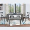 6 Pieces Kitchen Dining Set, Rectangular Wooden Dining Table With 4 Upholstered Chairs And A Bench, Dining Table Set For 6 People - Gray - Image 4
