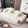 Modern Oversized Modular Sectional Sofa With 2 Chaise Lounge And 2 Armrest, Sparkling Chenille Fabric Soft Cushion Sofa With 4 Pillows, 4 Pieces Diy Combination Tufted Sofa, No Assembly Required - Beige - Image 7
