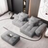 Modern Oversized Modular Sectional Sofa With Ottoman, Seat, Chaise Lounge And Armrest, Sparkling Chenille Fabric Soft Cushion Sofa With 4 Pillows, 4 Pieces Diy Combination Tufted Sofa, No Assembly Required - Gray - Image 4