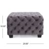 Modern Glam Velvet Ottoman With Button Tufted Diamond Stitch Design - Gray - Image 3