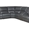 Saul - Leather Aire Power Motion Sectional Sofa With USB Port Cupholder Console - Gray - Image 5