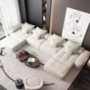 Modern Oversized Modular Sectional Sofa, Sparkling Chenille Fabric Soft Cushion Sofa With 8 Pillows, 8 Pieces Diy Combination Tufted Sofa, No Assembly Required - Beige - Image 10