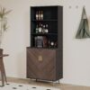 Accent Storage Cabinet With Doors, Bar Cabinet Buffet Cabinet With Storage For Living Room, Hallway, Kitchen - Brown / Light Gray - Image 5