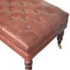 Buffalo - Brown Leather Ottoman With Castor Legs - Walnut - Image 7
