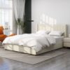 Anna - Queen Patented 2 Drawer Storage Bed, Upholstered Wingback - Ivory Velvet - Image 5