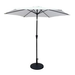 8.8' Outdoor Aluminum Patio Umbrella, Patio Umbrella, Market Umbrella With 42 Pounds Round Resin Umbrella Base, Push Button Tilt And Crank Lift - Creme