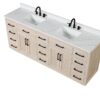 Bathroom Vanity With Double Sink, Modern Bathroom Vanity Set With Soft-Close Cabinet And 9 Drawers, Solid Wood Bathroom Storage Cabinet With Countertop And Backsplash - Light Oak - Image 5
