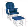 Mason - Glider And Ottoman White Wood - Navy Fabric - Image 5