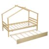 Twin Size House-Shaped Bed With Trundle - Natural - Image 14