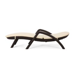 Mikael - Wicker Like Chaise Lounge With Cushion For Outdoor Relaxation - Dark Brown