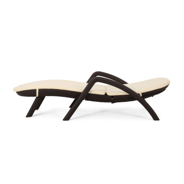 Mikael - Wicker Like Chaise Lounge With Cushion For Outdoor Relaxation - Dark Brown