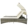 Patio Daybed Outdoor Daybed Sun Lounger With Shelter Roof With Adjustable Backrest, Storage Box And 2 Cup Holders For Patio, Balcony, Poolside - Cream - Image 26