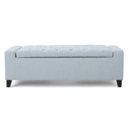 Stylish Guernsey Ottoman With Storage Function - Light Sky