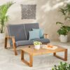 Paloma - Contemporary Loveseat And Coffee Table Set With Weather Resistant Cushions - Gray - Image 4