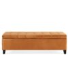 Wendover - Elegant Velvet Tufted Storage Bench With Lift Up Top And Birch Wood Legs - Burnt Orange - Image 6