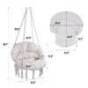 Macrame Hanging Hammock Chair With Cushion, Cotton Rope Swing For Indoor And Outdoor Use, 330 Lbs Capacity - Beige - Image 3