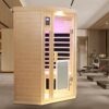 Low Emf Front Door With Heating Panel 2 Persons Hemlock Far Infrared Corner Indoor Sauna Room - Natural - Image 5