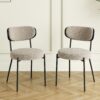 Boucle Modern Kitchen Dining Chair With Ash Veneer Bentwood Back (Set of 2) - Brown - Image 4