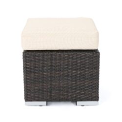 Santa Rosa - Outdoor Ottoman With Water Resistant Cushion - Multi Brown / Beige