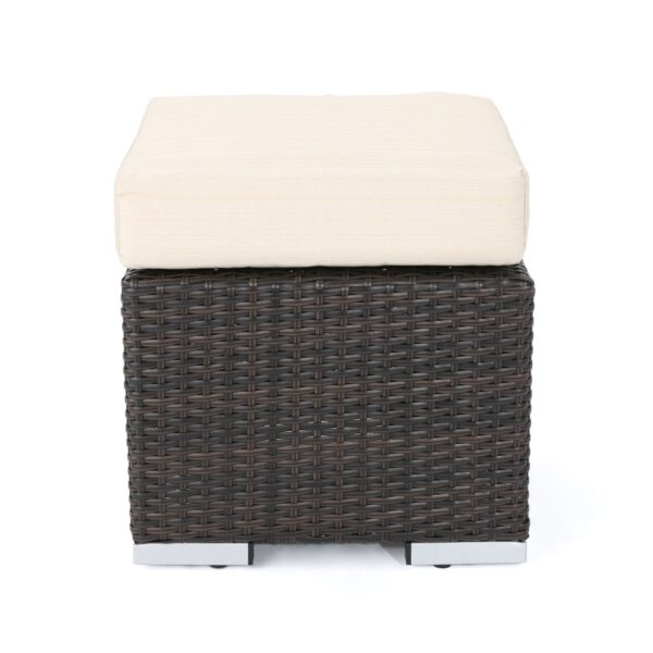 Santa Rosa - Outdoor Ottoman With Water Resistant Cushion - Multi Brown / Beige